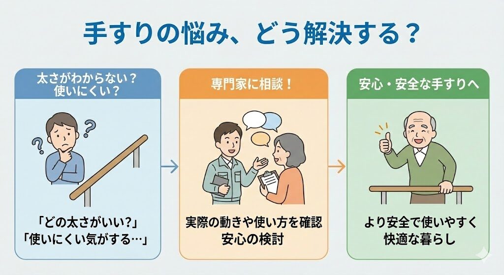 手すりの悩みを解決する