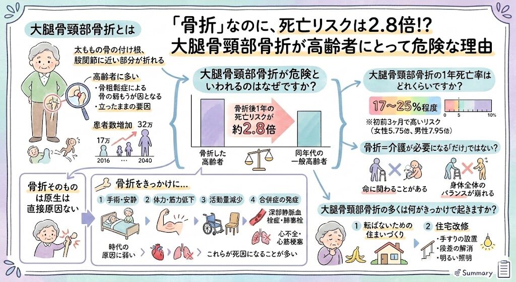 骨折、なのに死亡リスクは2.8倍?大腿骨頸部骨折が高齢者にとって危険な理由